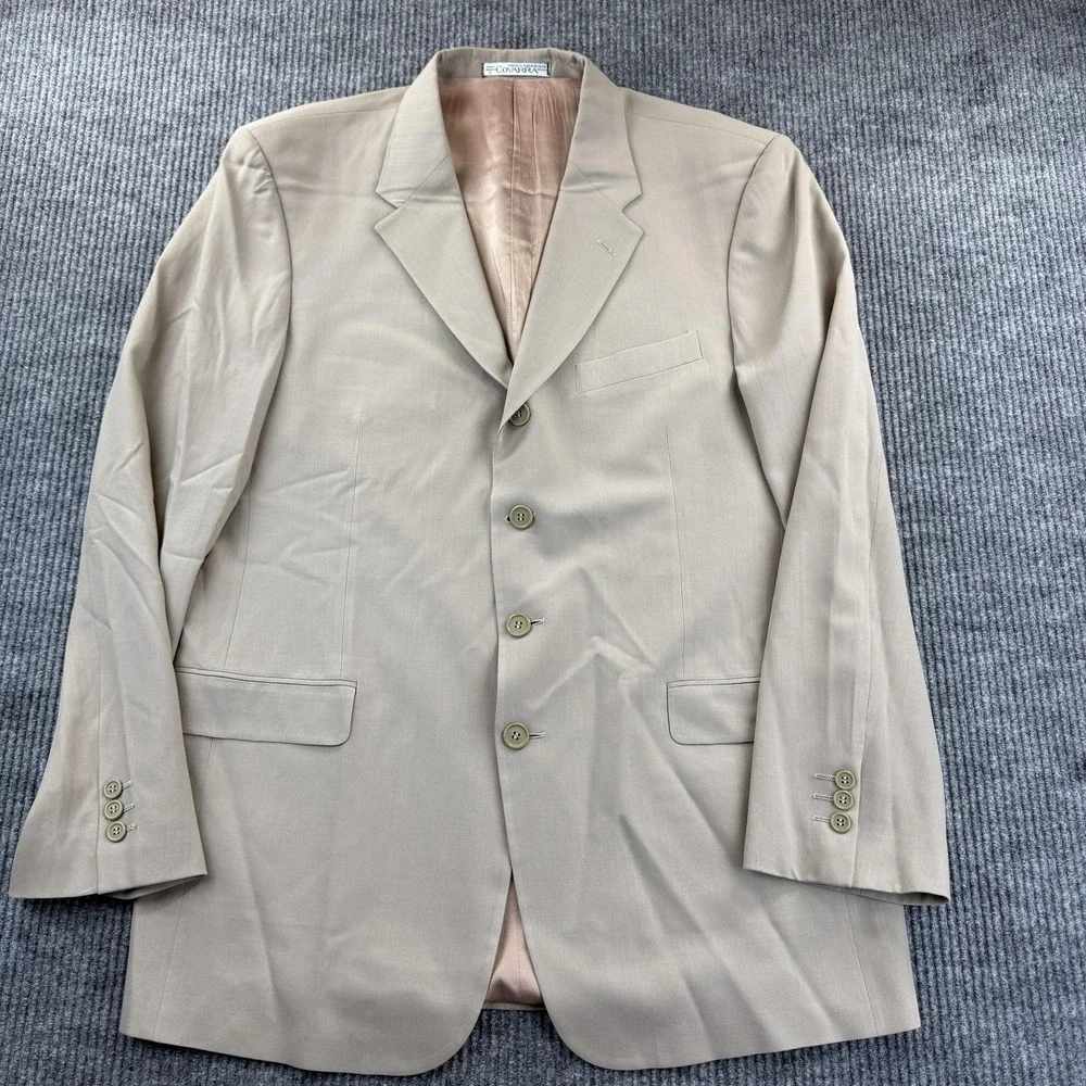 Covarra Blazer Mens 42L Beige 4 Button Sport Coat‎ Notch Lapel Wool Suit Jacket